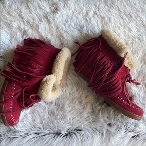 Koolaburra Fringe Moccasin Wedge Booties
